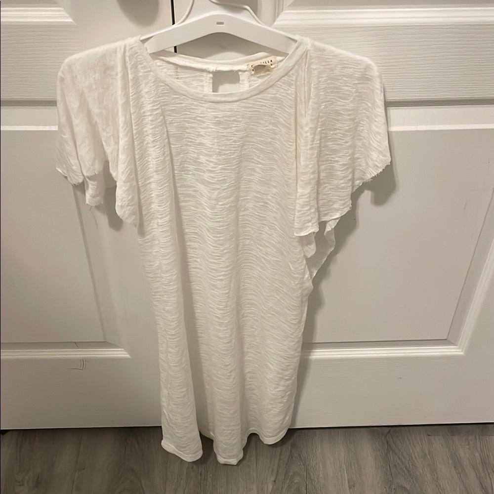 Elegant White Ruffle Sleeve Top